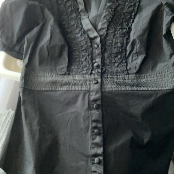 Black Button Up SS Tux Top - Picture 3 of 10